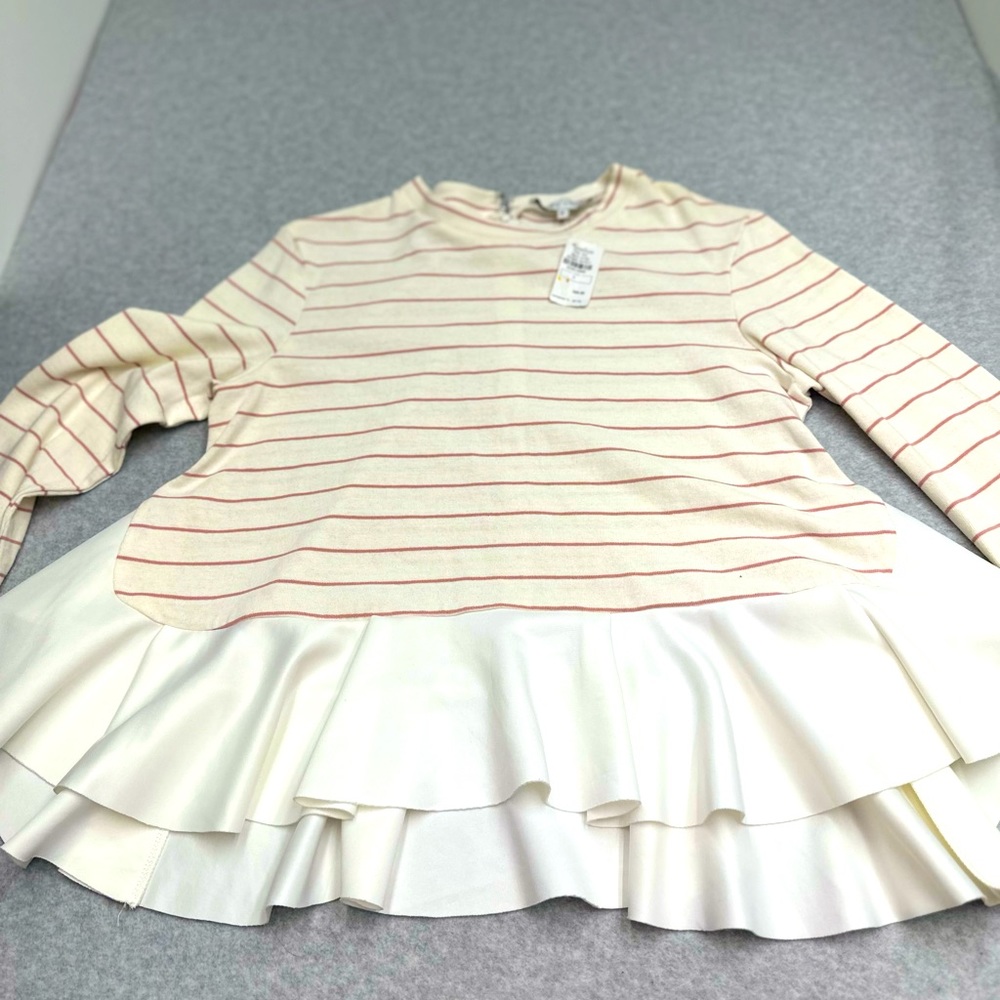 English Factory striped knit ruffled peplum top Sz. M‎ New with Tags